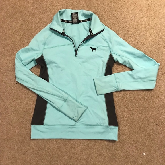 PINK Victoria's Secret Sweaters - VS Pink aqua half zip